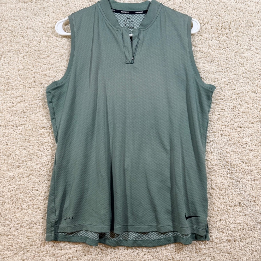 Nike Golf Womens Dri-FIT Sleeveless Quarter Zip Shirt XL Sage Green Golfcore